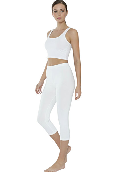 Özten İç Giyim Stretch Fabric Single Jersey Classic Capri Straight Women's Stretchy Leggings Ozt402