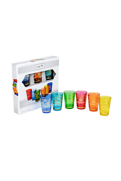 Cuisine Art Moroccan Brass Jora Deco Glass Set 6 Pcs Multicolor - Traditional...
