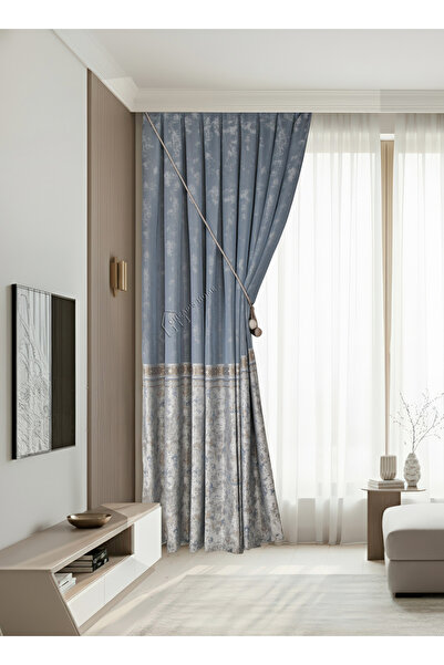 cheap's home Modern Taş Dokulu Mermer Desen Sık Pileli Pano Fon Perde