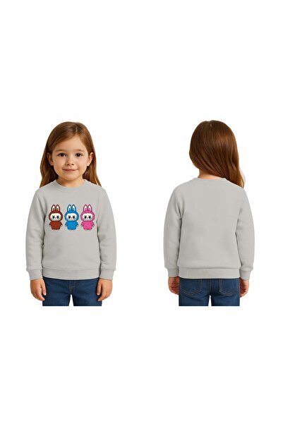 SEDİRLİ Unisex Labubu cu imprimeu Copii Swae tricou 3 fire cu borduri