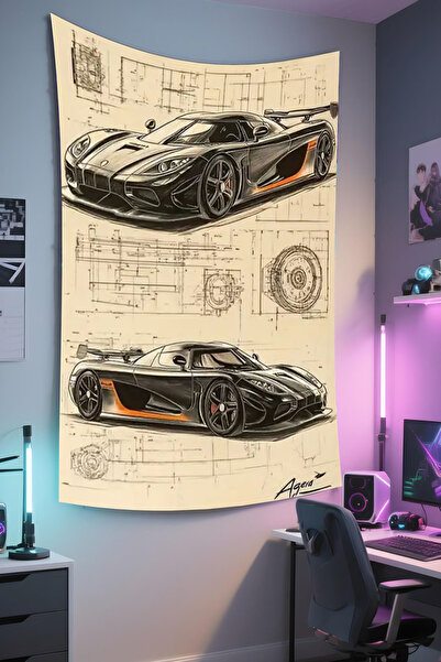 RUGRUMBA Tapiserie pentru gamer – tematică auto, țesătură de calitate, tapise...