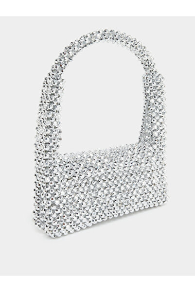 Styli Silver Beaded Evening Handbag