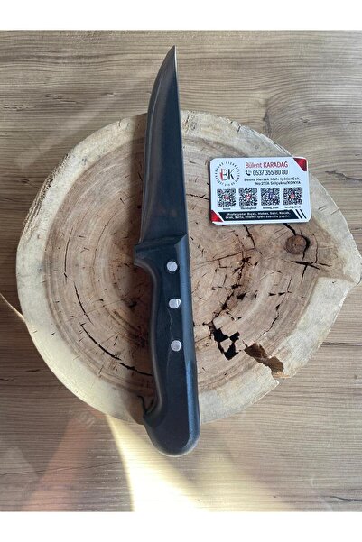 Karadağ 🔪 Dövme Makas Kelle Bıçağı Siyah Perçimli 15 cm – El Yapımı