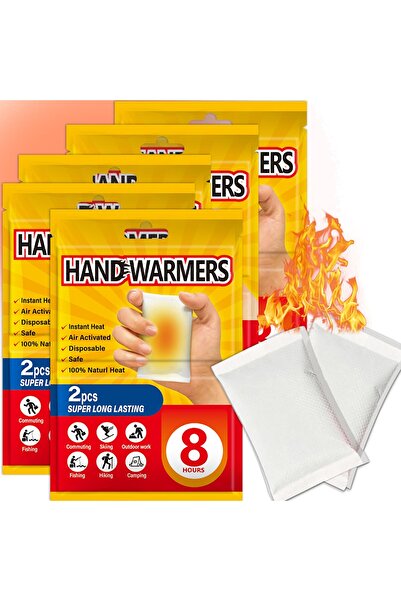 Generic مدفئات يدوية، 10 قطع، وسادة تدفئة للاستخدام مرة واحدة، مدفئات تعمل بالهواء تدوم 8 ساعات، 5 عبوات