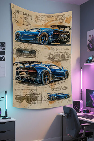 RUGRUMBA Tapiserie pentru gamer – tematică auto, țesătură de calitate, tapise...