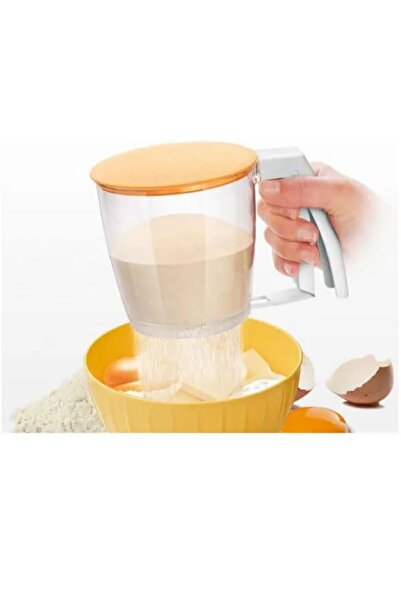 Generic جهاز تصفية الدقيق المنزلي، منخل يدوي للمطبخ مع غطاء برتقالي، أداة خبز...