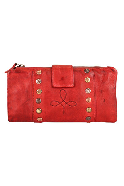 OEM Women's Wallet Genuine Leather Red Vintage Handcrafted