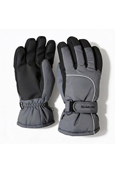Suyutti Su Geçirmez Siyah Erkek Kayak ve Snowboard Eldiveni - İçi Polarlı Termal