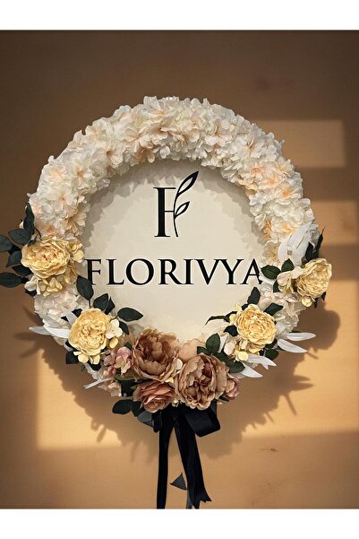 FLORİVYA Kişiye ve Firmalara Özel İsimli ve Logolu Yapay Çiçek Kapı Çelengi L...