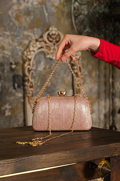 ROZA CANTA حقيبة سهرة مخططة بالليزر من روز