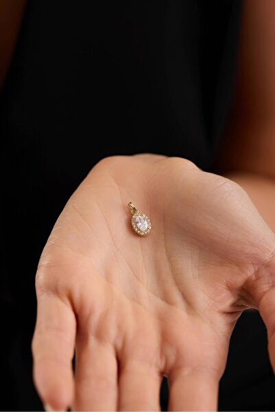 Tufanlar Kuyumculuk 14 Ayar Oval Tektaş Altın Kolye Ucu