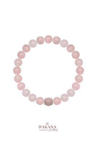 DAKANA JEWELLERY Certified Pink Quartz Stone 6 mm Silver Center Detail Natura...