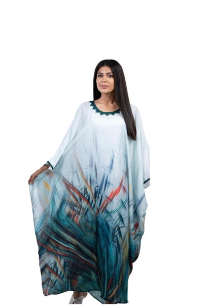 DEYARA FASHION Printed brooch jalabiya