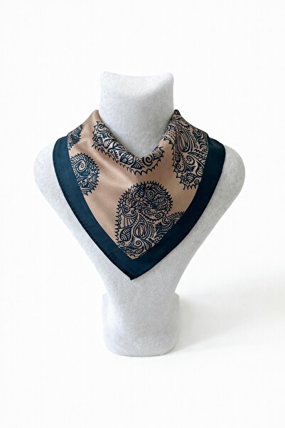 Vanelia Etnik Kalp Desenli Saten Fular Bandana