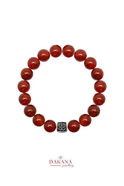 DAKANA JEWELLERY Certified Red Agate Stone 8 mm Men's Natural Stone Bracelet ...