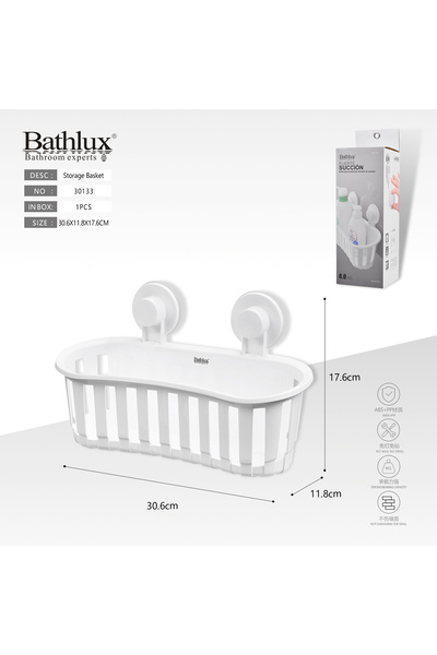 BATHLUX Suport Pentru Articole Baie, Montaj Cu Ventuze Cu Aspiratie Pe Perete...