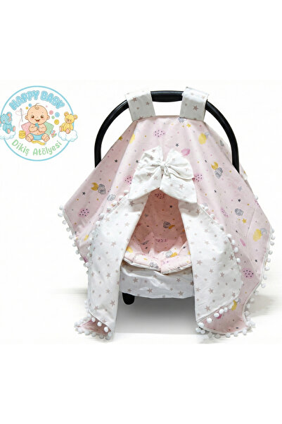 Happy Baby Dikiş Atölyesi 3'lü Puset Takımı Puset Örtüsü Minderi Çarşafı Pamu...