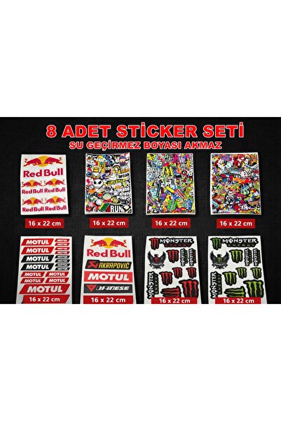 ÖZGÜL REKLAM Sticker Seti 50 Parça 8 TAKIM / Araç Sticker / Bisiklet Sticker