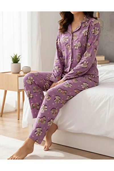 Hepyek Set de pijamale din țesătură din piele intoarsa cu modele