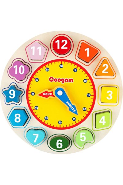 Coogam Wooden Shape Color Sorting Clock For 1 2 3 Year Old | Teaching Time Nu...