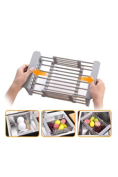 Generic رف تجفيف الأطباق القابل للتمدد فوق الحوض (22.9 سم)