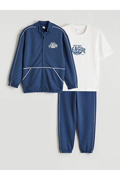 LC Waikiki Παιδικό μπλουζάκι LCW KidsIndigo για αγόρια, φούτερ με φερμουάρ κα...