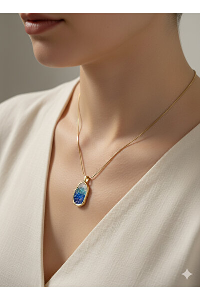 Lanuna قلادة من الحجر الطبيعي باللون الأزرق