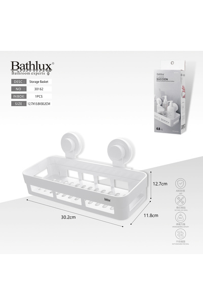 BATHLUX Suport De Depozitare Accesorii Baie Dreptunghiular, Montaj Cu Ventuze...