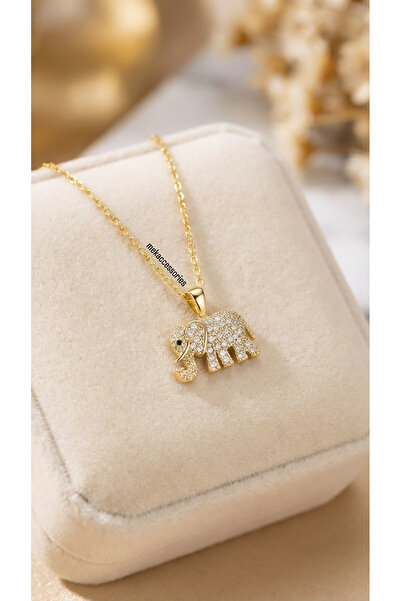 Mek Accessories Kadın Zirkon Fil Model Şans Kolyesi Kararmaz