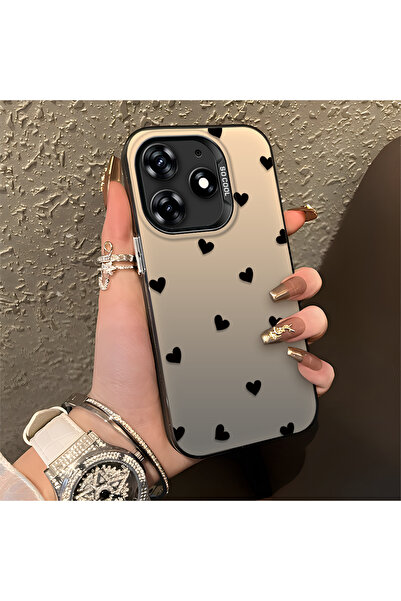 ucuc Tecno Spark 10 Pro Uyumlu Silikon Kenar Sert Arka Anti Düşme Kılıfı Kalp...