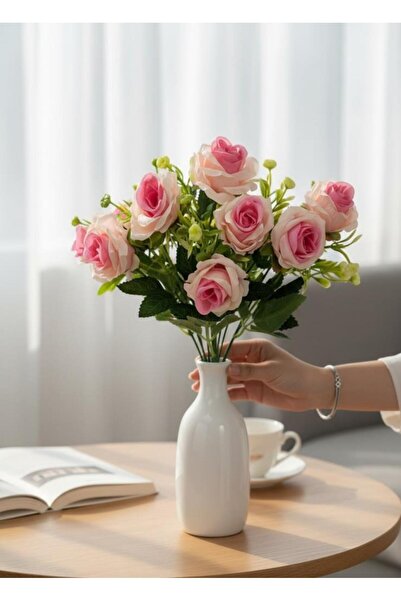 Nettenevime Artificial Flower Wild Rose Bunch Pink Light 10-Flower