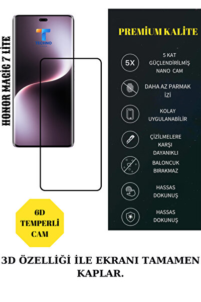 CMR Honor Magic 7 Lite Ekran Koruyucu 6D Edge Ekran Full Cover 9H Temperli Ca...