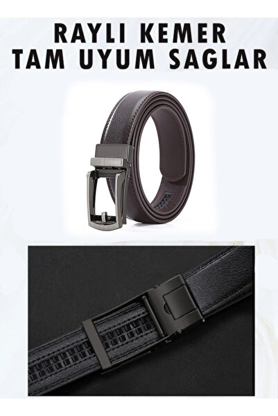 Beauty Collection Micro-Adjustable Hole-Free Premium Automatic Hole-Free Belt Leather Rail Belt