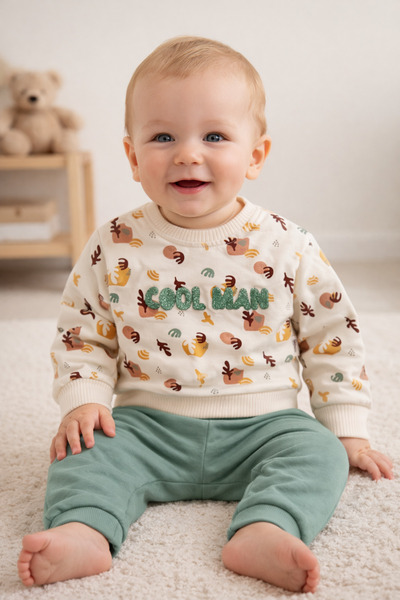 MYZİ STORE Baby set bumbac 100% Cool Man cu imprimeu Confortabil unisex