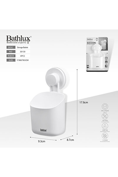 BATHLUX Coș Mic De Depozitare Puternic,De Baie, Montaj Cu Ventuze Cu Aspirati...