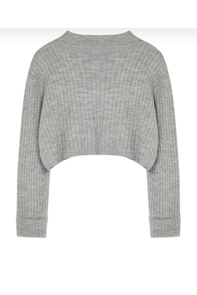 swc knitwear Cardigan din tricot guler ridicat cu textura moale
