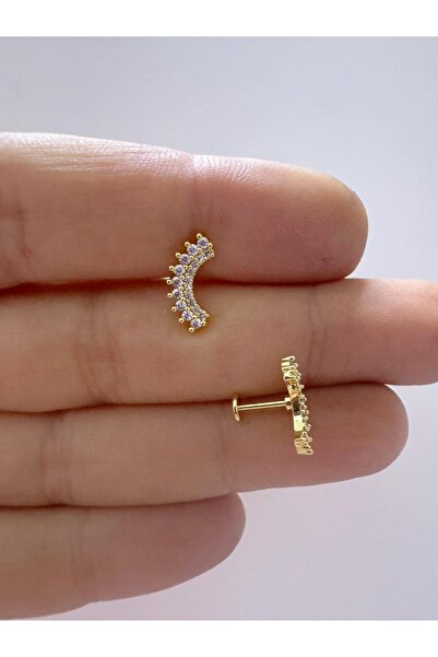 Arescollection 1 adet zirkon taşlı helix conch uyumlu piercing