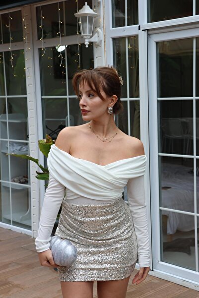 BAŞARAN BLUZĂ ALBĂ drapat CU GĂRĂ BĂRĂTĂ