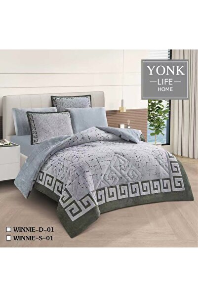 YONK لحاف نفرين شتوي مخمل على فرو 230*250 - مفرش مزدوج