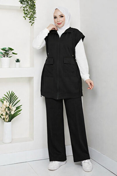 Arden Butiq Tesettür Kadın Alt Üst 3'Lü Takım | Likralı Rahat Kalıp | 4 Mevsi...