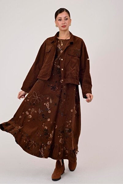 Park Moda 25492 FİTİLLİ KADİFE 2'Lİ TAKIM ELBİSE