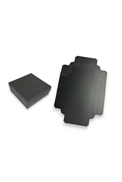 STE Onlu Demonte Siyah Hediye Kutusu 15x15x06 cm - On Adet Siyah Hediye Kutusu