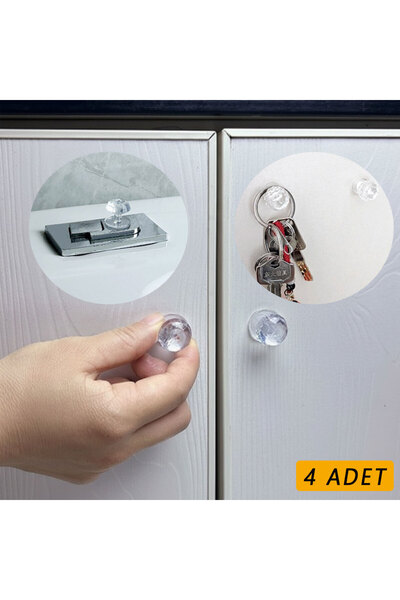OSENSE 4 Adet Kristal Tasarımlı Çok Amaçlı Yapışkanlı Tutacak Buton