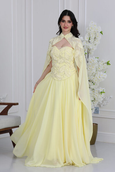 modern designer فستان شيفون سهرة خناقي