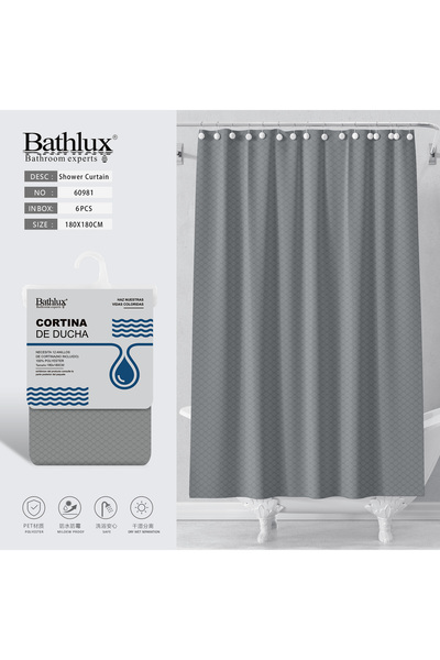 BATHLUX Honeycomb Canvas Shower Curtain, grey, 180X180 CM, 60981