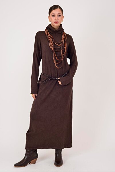 Park Moda 8601 Rival Fishing Collar Knitwear Dress with Belt Detail