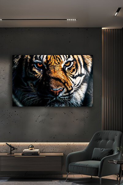 B&G DESIGN Kaplan Göz Figürlü Temperli Cam Tablo Modern Dekoratif Salon Ofis ...