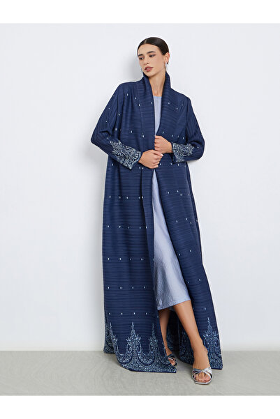 Take Two By Styli Floral Printed Textured Pleated Long Sleeve Abaya