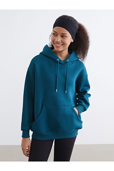 LC Waikiki Women's thick hoodie with kangaroo pocket in khaki