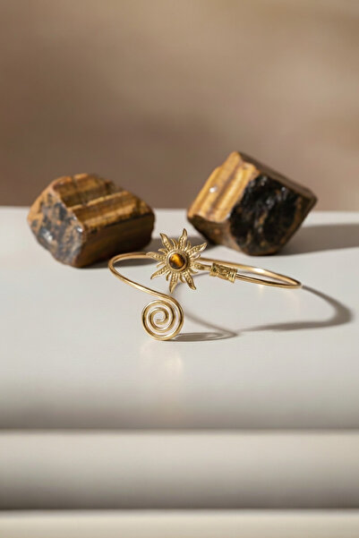 Sevil Gülgün Atelier سوار بازوبنت للنساء من حجر عين النمر على الطراز البوهيمي...